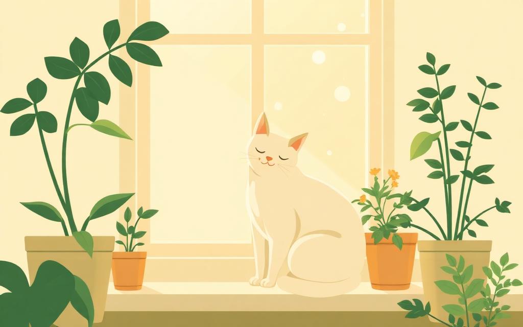 Gatto calmo alla finestra