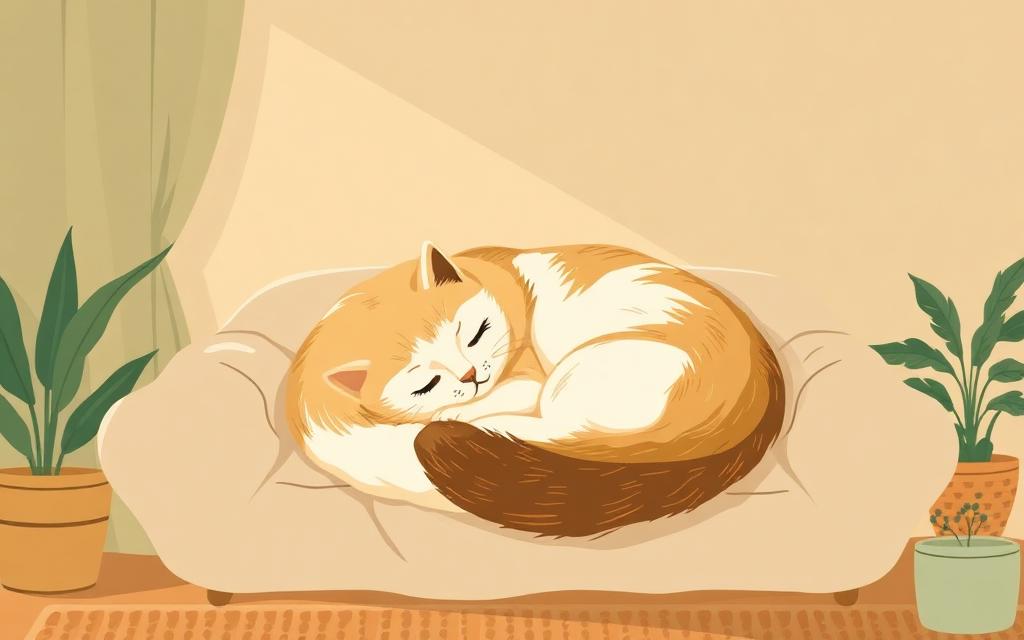Gatto rilassato che dorme a casa